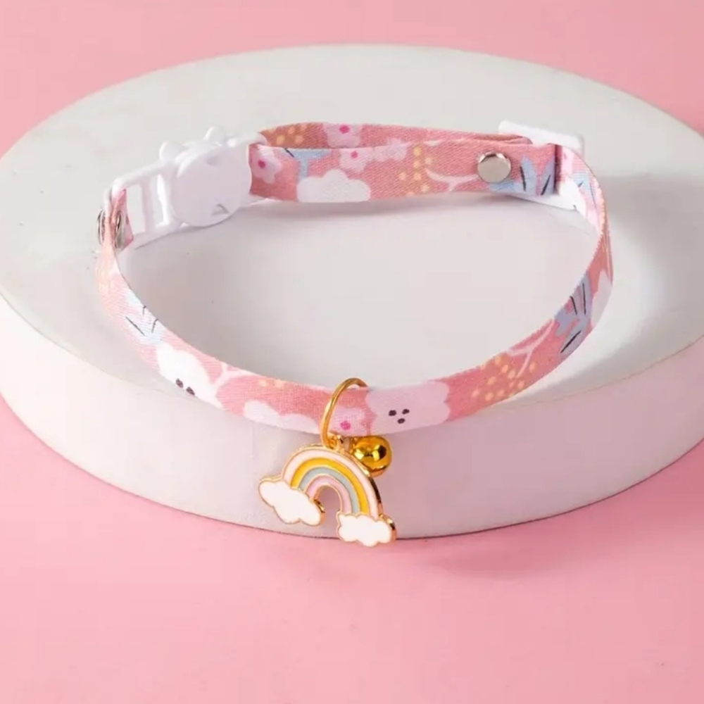 🎁GAVE AS FREE🎁 w ORDER 🩷🌈 Cat & Dog Pink Rainbow Safety Breakaway Collar NWT